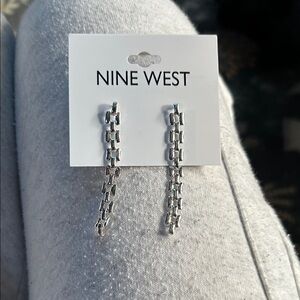 Nine West Silver Toned Chain Earrings